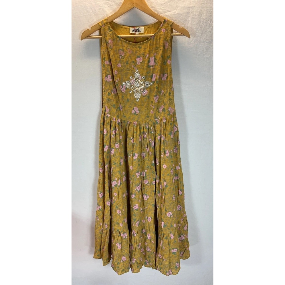 Anthropologie Pinnacle by Shruti Sancheti Floral Mustard Maxi Dress Size S BOHO